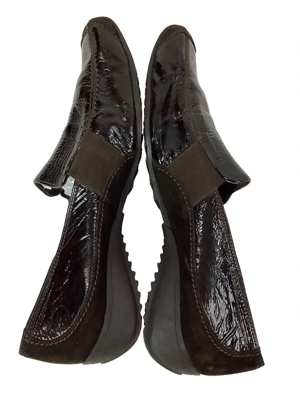 Paul Green Sz 8 Patent Leather Burgundy Sneaker Flats Funky Crinkled Look